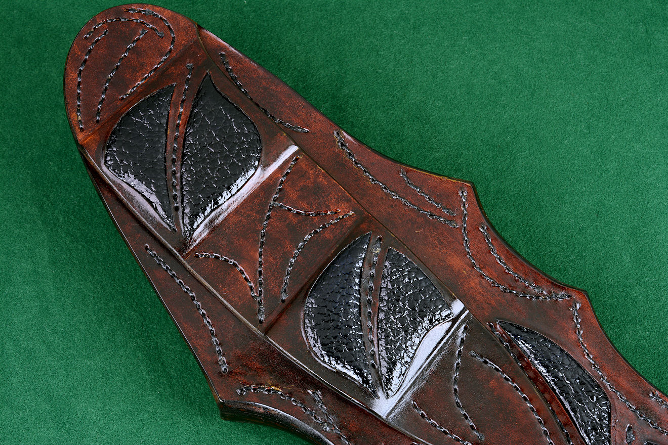 "Ananke" fine handmade custom khukri, leather sheath belt loop detail