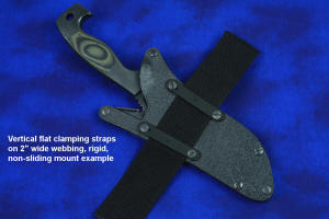 Flat clamping straps for tactical knives in anodized high strength aluminum alloy