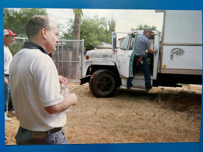 Chase Gentry, CIDC Director, 2007, supervising the movement of the Recording Studio Truck from the Fishers for the museum