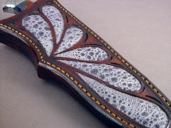 "Altair" sheath front detail. Frogskin is tough and durable, with interesting texture, pattern, and feel.