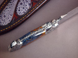 "Altair" inside handle tang detail. Book matched pair of Chinese Pietersite agate handle scales.