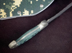 "Arcturus" inside handle tang view. Bolsters are radiused and contoured, dovetailed and bedded to handle scales