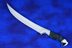 "Courbe" Professional Chef's Trimming, Boning knife, obverse side view in T3 cryogenically treated 440C high chromium stainless steel blade, 304 stainless steel bolsters, Night Leopard Agate gemstone handle