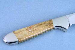 "Clarau Magnum and Kineau Magnum" fine handmade chef's knives, Clarau Magnum reverse side gemstone doublet handle detail
