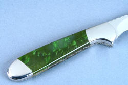 "Clarau Magnum and Kineau Magnum" fine handmade chef's knives, reverse side, British Colombian jade gemstone handle