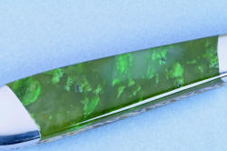 "Clarau Magnum and Kineau Magnum" fine handmade chef's knives, Kineau Magnum, reverse side 3X power enlargement nephrite jade