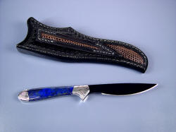"Clarau" fine handmade gemstone handled knife, reverse side view.