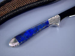 "Clarau" reverse side handle detail. Nice pyrites floating in rich royal blue lapis lazulii