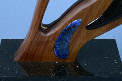 "Concordia" Custom Fine Chef's Knife, left side stand detail of gemstone and granite inlays