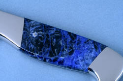 "Concordia" Custom Fine Chef's Knife, obverse side gemstone handle detail. Fit is flawless, finish is supreme in this beautiful gemstone