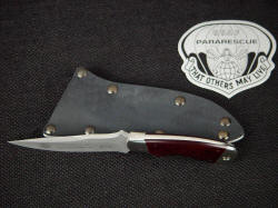 USAF Pararescue "Creature" spine detail. Note fully tapered tang, dovetailed bolsters and handle scales, blade engraving