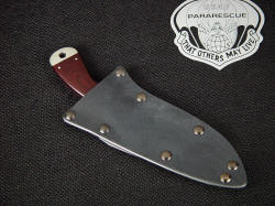 USAF Pararescue "Creature" CSAR knife, sheathed view. Sheath is tight, deep, and secures blade well 