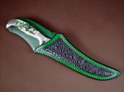 "Dagon" sheathed view. Sheath is light and protects blade edge and point.