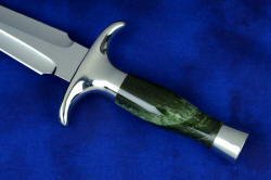 "Daqar" dagger, obverse side handle view. Nephrite jade gemstone is very tough and resilient, taking a beautiful polish