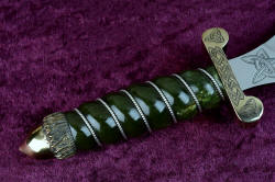 "Darach" celtic dagger. Nephrite is a beautiful, extremely durable gemstone taking a high, glassy, permanent polish