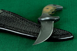 "Ghroth" professional counterterrorism, combat, tactical knife, knife point, sheath thickness detail. 