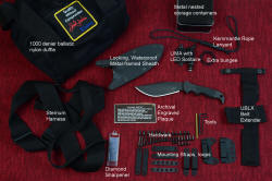 "Hooded Warrior" tactical, combat, counterterrorism knife, accessory identification