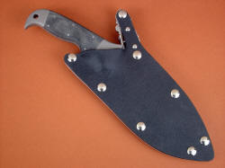 "Hooded Warrior" sheathed view. Sheat is postively locking and waterproof, with all stainless steel mechanism