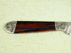 The "Horseman" reverse side handle detail. Mahogany Obsidian is glassy and looks like wood grain