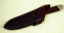 The "Horseman" sheathed view. Sheath is made for riding, is cross draw, tight and comfortable
