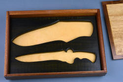 "Kadi" case insert detail. Case bottom is lined with natural buckskin for protection of knife and sheath.