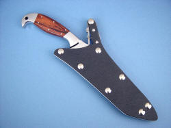 "Mercator" sheathed view. Sheath is positively locking, kydex, waterproof, stainless steel, high strength aluminum welt frame