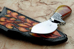 "Nunavut" point detail. Super thin and accurate hollow grind on high chromium stainless steel blade is sharp and tough