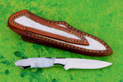 "Nunki" reverse side view, sheath back has full panel inlay of alligator skin and panel inlaid in belt loop.