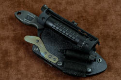 "Oculi" professional counterterrorism, tactical, working knife, shown with LIMA and HULA mounted, optional mounting positions