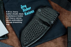 "Oculi" professional counterterrorism, tactical, working knife, accessory details: leather sheath, drawstring denim canvas bag