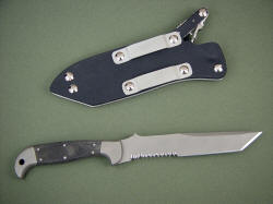 "PJLT" CSAR knife, reverse side view. Note reversible belt loops for wear options