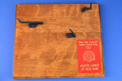"PJSK Viper" commemorative, retirement plaque is cherry-stainled solid ash hardwood, with steel hangers and engraved scarlet lacquered brass commemorative plate