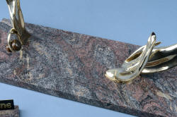 "Pallene" custom handmade knife sculpture, pattern in granite polished base detail
