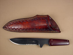 "Paraeagle" Pararescue knife, sharpened and new sheath in heavy leather shoulder