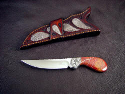 "Pecos II" obverse side view with alternate frog skin inlaid crossdraw knife sheath