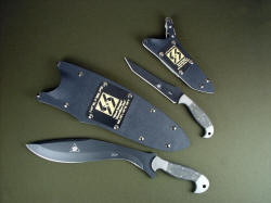 "Mercator" and "Phlegra" matched pair of Primary Edged Weapon and Combat knives with sheaths
