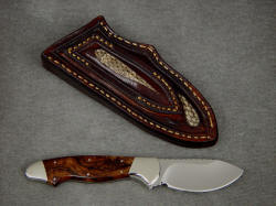 "Pluto" reverse side view. Sheath back is inlaid with Prairie Rattlesnake skin inlays