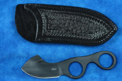 "Random Access III" professional tactical, combat, working, counterterrorism knife, obverse side, horizontal belt sheath