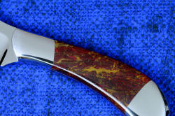 "Sonoma" working, chef's knife, obverse side gemstone handle detail. Jasper is very tough, hard, and durable microcrystalline quartz