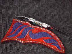 "Tethys" spine edgework, filework, engraving detail. Complex pattern on knife spine is hand-engraved and fileworked