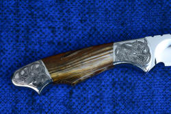 "Thuban" reverse side handle detail. Hand-engraving in 304 stainless steel is an art nouveau design.