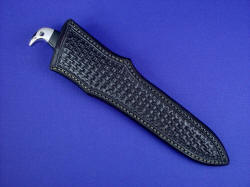 "Treatymaker LT" sheathed view. Black basketweave sheath is a classic treatment for this fine tactical martial arts weapon