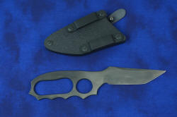 "Velox" reverse side view, sheath shown with die-formed anodized aluminum belt loops