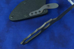 "Velox" inside handle tang view. Knuckle duster or trench knife handle adds much security and extra defensive measures