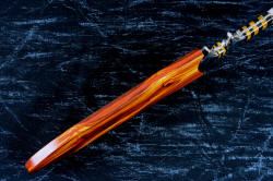 "Vespula" Fine Custom Knife, inside welt detail of slip sheath in exotic hardwoods