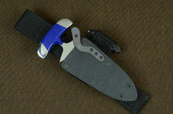 "Vindicator" tactical counterterrorism knife, black accessory, UBLX, belt loop extender, front side view