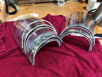 Complete face shields and mounting frames