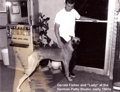 Gerald Fisher and our AKC registered Great Dane, "Lady" at Norman Petty Studio, early 1960s