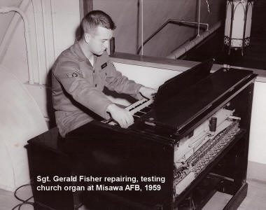 Gerald Fisher, church organ repair, Misawa AFB, 1959