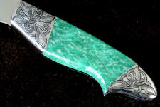 Amazonite has intense green with white tipped crystals and medium durability